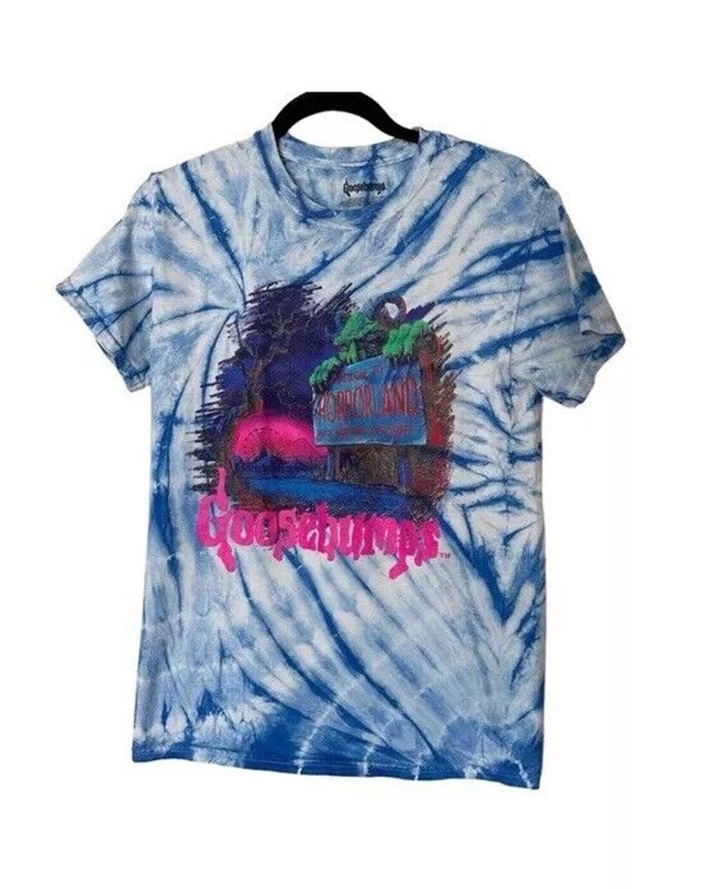 Vintage Goosebumps Welcome To Horrorland Blue Tie Dye T-Shirt Adult Size Small